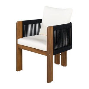 Ensemble de salle à manger Kinan en teck massif de haute qualité avec cordes tressées et coussins résistants à l'eau pour usage extérieur - Product Image 2