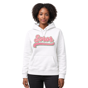 Sweat à capuche blanc Soror, sororité grecque, sweat à capuche décontracté élégant pour femmes, rose et vert, vêtements de sororité universitaire - Product Image 1
