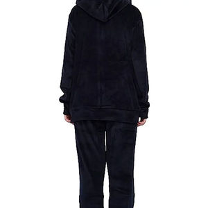 ชุดวอร์มผ้ากำมะหยี่สองชิ้นสำหรับผู้หญิงเสื้อกันหนาวมีฮู้ดและกางเกงมีซิปแบบเต็มโลโก้ออกแบบได้ตามต้องการ - Product Image 5