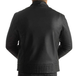 2024 hommes décontracté col montant fermeture éclair à manches longues veste en cuir véritable OEM Services toile tissu - Product Image 4