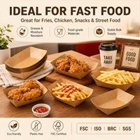 Bandeja Desechable para Alimentos con Borde Plegable, Diseño Kraft, para Servir Hot Dogs, con Logotipo Personalizado