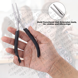 Pince à cheveux en acier inoxydable de 6 pouces à bouche plate avec logo personnalisé pour l'application et le retrait des extensions de cheveux I Tip/K Tip, durable et réutilisable - Product Image 3