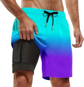 Shorts de bain pour hommes avec logo personnalisé OEM imprimé, séchage rapide, protection UV, extensible dans les quatre sens, doublure imperméable, poche de compression - Product Image 6