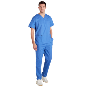 Uniformes de hospital de alta calidad para hombres, Camiseta con cuello en V, poliéster spandex | Venta al por mayor de uniformes médicos de manga corta - Product Image 1