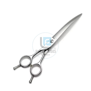 Ciseaux de toilettage pour animaux de compagnie OEM de luxe, 7 pouces, en acier inoxydable courbé, poignées haute confort, utilisation sûre, précise et facile pour chiens et chats - Product Image 1
