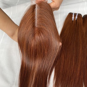 Mechones de cabello humano 100% vietnamita, cabello liso, color marrón con cierre - Product Image 1