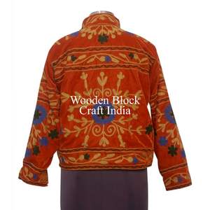 Women's Winter <b>Jacket</b> with Handcrafted Floral Embroidered Suzani Velvet Cotton-Filled Front Logo <b>Bridesmaid</b> Gift for Parties - Product Image 5