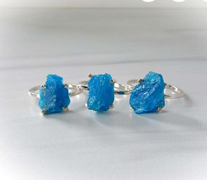 ชุดแหวนเงินควอตสีฟ้าทำมือแหวนเงินอัญมณีดิบ925แหวนเงินสเตอร์ลิง - Product Image 1