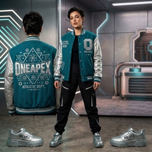 Blouson Bomber Femme Personnalisé en Satin Teal Style Letterman avec Patch Brodé Streetwear – Vente en Gros OEM - Product Image 1