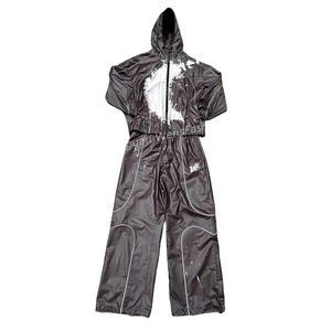 Men's Custom Streetwear Rain Suit <b>Waterproof</b> Hooded Windbreaker and Pants <b>Set</b> Reflective Urban Techwear Tracksuit 2026 - Product Image 1