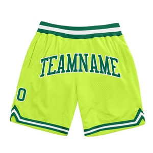 Pantalones cortos de baloncesto Industrie Direct Engro Authentic Throwback Custom Neon Green para Kelly Green-White 100% Polyester Direct - Product Image 1