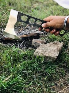 ขวานเหล็กดามัสกัสสไตล์ไวกิ้งทำด้วยมือสามารถปรับแต่งได้ด้ามจับไม้เกรดอุตสาหกรรมทำจากเหล็กกล้าคาร์บอนสูง - Product Image 2