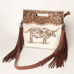 Última Colección Otoño personalizado láser impreso cuero real bohemio ecológico Sling Bag borla flores para mujeres multiuso - Product Image 4