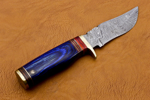 Damascus Handmade Knife with New Design OEM Customizable Brass Bolster Pakka Wood and <b>Rat</b> Tail Handle - Product Image 4