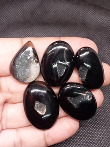 High on Demand Natural Black Druzy Cabochon for Pendant <b>Rings</b> Necklaces DIY Jewelry Making From <b>Indian</b> Supplier - Product Image 3