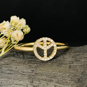 14K แหวนทองคำแท้เรียบง่ายเพชรธรรมชาติ - Product Image 2