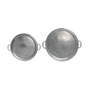 Luxury Round Stainless Steel Serving Tray with Handles <b>Decorative</b> Silver <b>Mirror</b> Finish Ottoman Tray for Coffee Table Hotel - Product Image 4