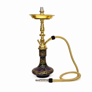 Mini chicha égyptienne en laiton avec motif peint à la main pour fumer le shisha - Product Image 1