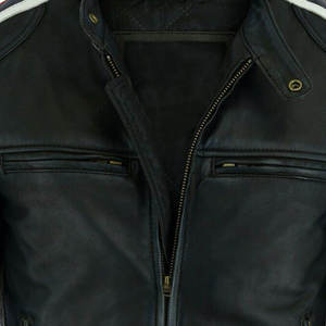 Blouson de moto en cuir unisexe haute performance avec protection coupe-vent, service OEM, toutes saisons - Product Image 5