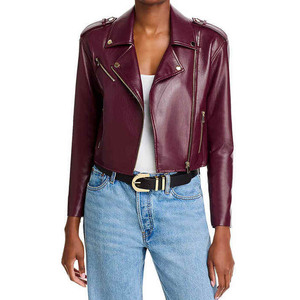 Chaqueta de Motociclista de Cuero Genuino para Mujer al por Mayor OEM, Ropa de Calle para Mujer, Decoración de Piel con Letras, Prenda Exterior con Cuello para Motocicletas - Product Image 1