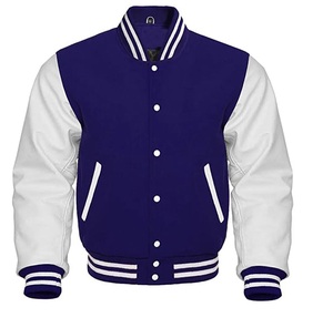 Chaqueta universitaria de béisbol tipo bomber de alta calidad con mangas de cuero y lana, cuello alto, estilo High Street, multicolor, para invierno, con textura gofrada. - Product Image 3