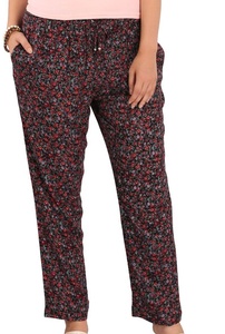 กางเกงขายาวลำลองผ้าเรยอนพิมพ์ลายดอกไม้สำหรับผู้หญิง ไซส์ใหญ่ XL เอวยางยืดด้านหน้า ระบายอากาศได้ดี เป็นมิตรกับสิ่งแวดล้อม เหมาะสำหรับฤดูร้อน - Product Image 2