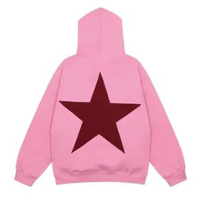 Ropa informal de mujer de peso pesado personalizada, sudaderas con estampado descolorido, apliques bordados, diamantes de imitación, sudadera con capucha de punto sólido, logotipo frontal - Product Image 4