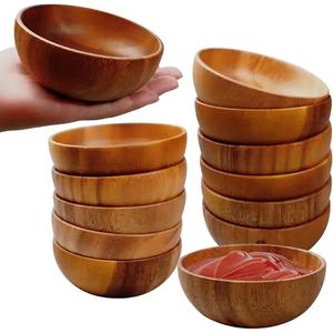 Cuenco redondo de madera hecho a mano clásico, cuenco grande de madera de acacia para servir para frutas, característica de cocina pulida, uso de boda - Product Image 1