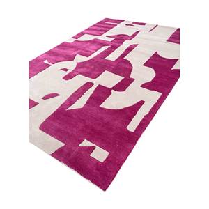 Tapis rectangulaire en laine et viscose tufté à la main, motif rayé abstrait, couleur ivoire, pour salon ou couloir - TNQ-3206 - Product Image 2