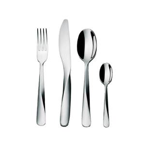 Ensemble de 4 couverts en acier inoxydable plaqué couleur argent Passe au lave-vaisselle Qualité standard 2 poignées de couleur - Product Image 4