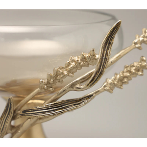 Elegant Glass Pedestal <b>Bowl</b> With Floral Metal Accent Home Decorative Tabletop Centerpiece Fruits and <b>Snacks</b> <b>Bowl</b> for Dining Use - Product Image 3