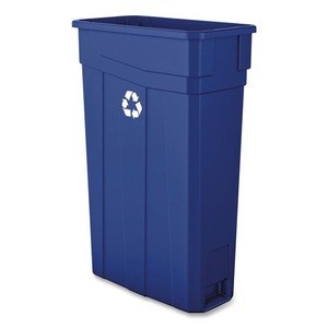 Boardwalk 23 Gallon Polypropylene Slim Blue Recycling Container <b>Large</b> Open Top <b>Kitchen</b> Trash Can for Public Use - Product Image 1