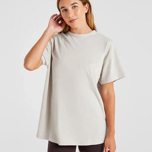 Venta caliente Beige Oversize mujeres atletismo manga corta Camiseta suave ligero y diseñador ajuste relajado gimnasio Fitness entrenamiento camiseta - Product Image 1