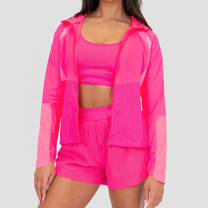 Custom Women's Plus Size <b>Winter</b> <b>Quilted</b> Print Breathable Windbreaker Jacket and Shorts Set with Reflective Zipper Nylon Material - Product Image 4