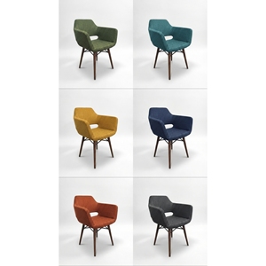 Silla de Café Moderna de Tela con Patas de Madera, Sillón Ergonómico para Restaurante, Nueva Tendencia, para Exportación - Product Image 1