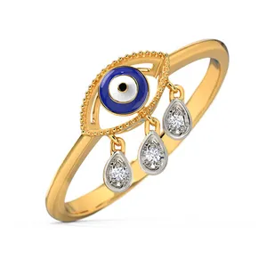 女式邪眼银饰品钻石可调戒指饰品制造商
