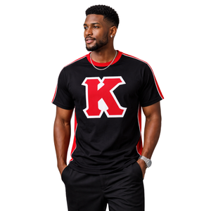 Chemise noire premium Kappa Alpha Psi K, taille standard, mélange de coton de haute qualité, blason brodé avec lettres grecques, vêtements de fraternité - Product Image 1