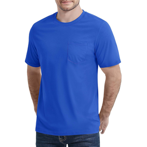 100% algodón antiarrugas de alta calidad, precio asequible, fabricante de camisetas, elegante Camiseta con bolsillo de cuello redondo para uso diario - Product Image 2