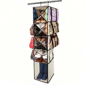 5-Shelf <b>Hanging</b> Closet Organizer With 4 Divisible Drawers & Side Pocket Metal <b>Hanging</b> <b>Shelves</b> for <b>Wardrobe</b> Garage Shoes Storage - Product Image 2