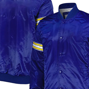 Veste en satin royal de haute qualité pour hommes avec col montant produit brodé régulier d'hiver - Product Image 5