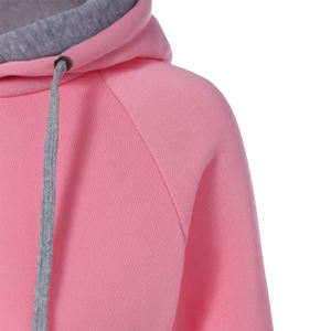 Nueva llegada de las mujeres de algodón suave/poliéster Fleece Pullover Crop Top Sudadera con capucha para invierno y primavera - Product Image 5
