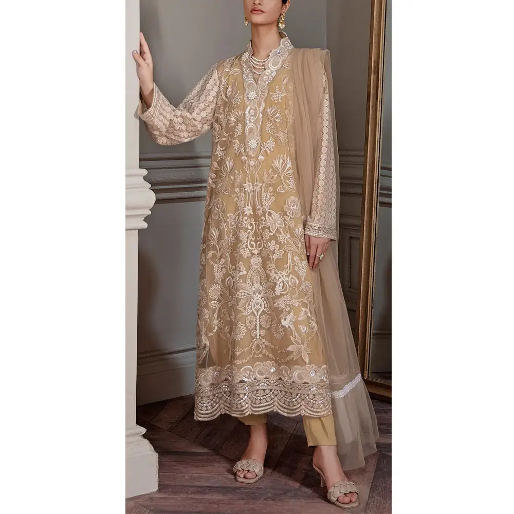 Nueva llegada de la boda india nupcial Salwar traje para las mujeres de marca superior vestido de fiesta paquistaní trajes de 3 piezas con bordado pesado