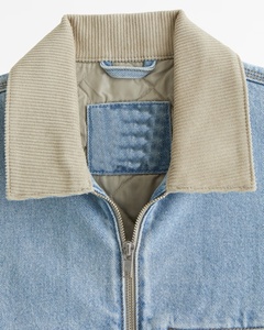 Veste de travail en toile en gros, zippée, avec logo personnalisé sérigraphié, coupe courte, effet délavé - Product Image 5