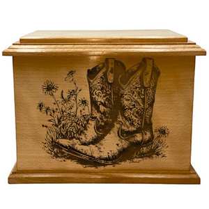 Urna Funeraria de Madera con Forma de Bota de Vaquero, Tamaño Adulto, Personalizada con Grabado, Artículos Funerarios de Madera - Product Image 4