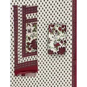 Unstitched Block Printed Mulmul Dupatta with Salwar Kameez Hand Drawn <b>Indian</b> Daily Wear Dress Material - Product Image 1