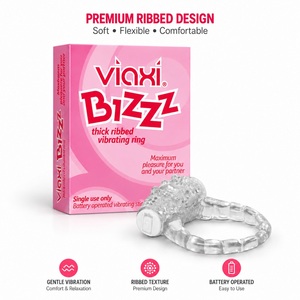 Anillo Vibrador Acanalado Grueso de Primera Calidad |   Masajeador de Mano Transparente y Flexible, Operado con Batería, en Forma de Anillo, para el Cuerpo - Product Image 5