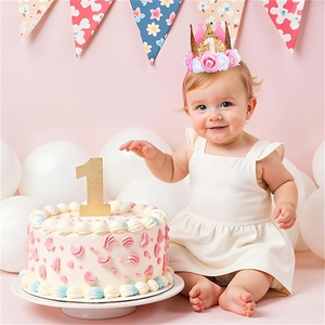 Corona Artigianale Dorata Rosa Glitterata per Feste di Compleanno, Cappello con Paillettes in Feltro per Bambini da 1 a 5 Anni, Uso Interno/Esterno, Prodotto in Cina - Product Image 4