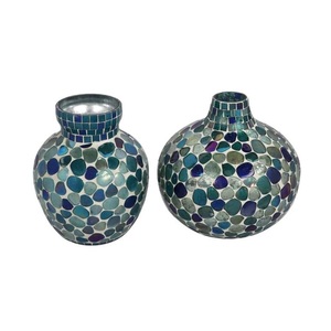 Florero de mesa de cristal de mosaico colorido moderno, regalo, Decoración de mesa de boda decorativa moderna, florero de mesa de forma redonda - Product Image 1