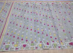 Exclusivo Dhakai blanco Jamdani Sharee de calidad superior para mujeres JAMDANI tela azul rojo verde dorado cielo azul de Bangladesh - Product Image 2