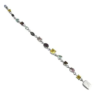 Bracelet en argent 925 multi-pierres pour femmes, accessoires de mode perlés pour tous les jours - Product Image 1